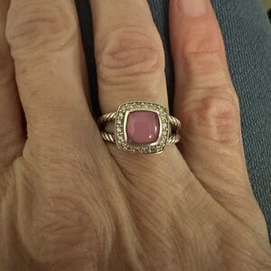 DAVID YURMAN ~ Petite Albion Sterling Rose Quartz and Diamond ring